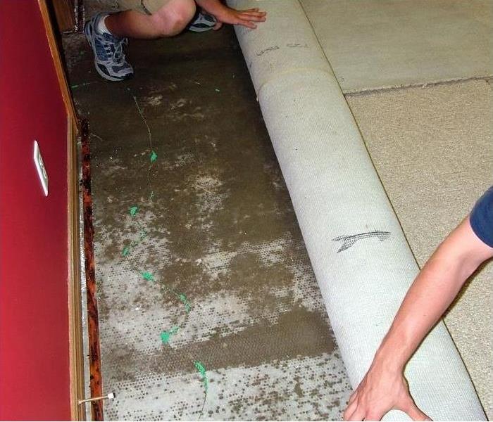 Water damage after a room flooded